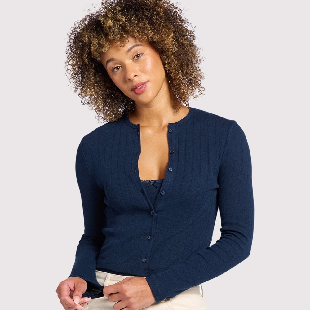 Nuuds Navy Pointelle Cardigan
